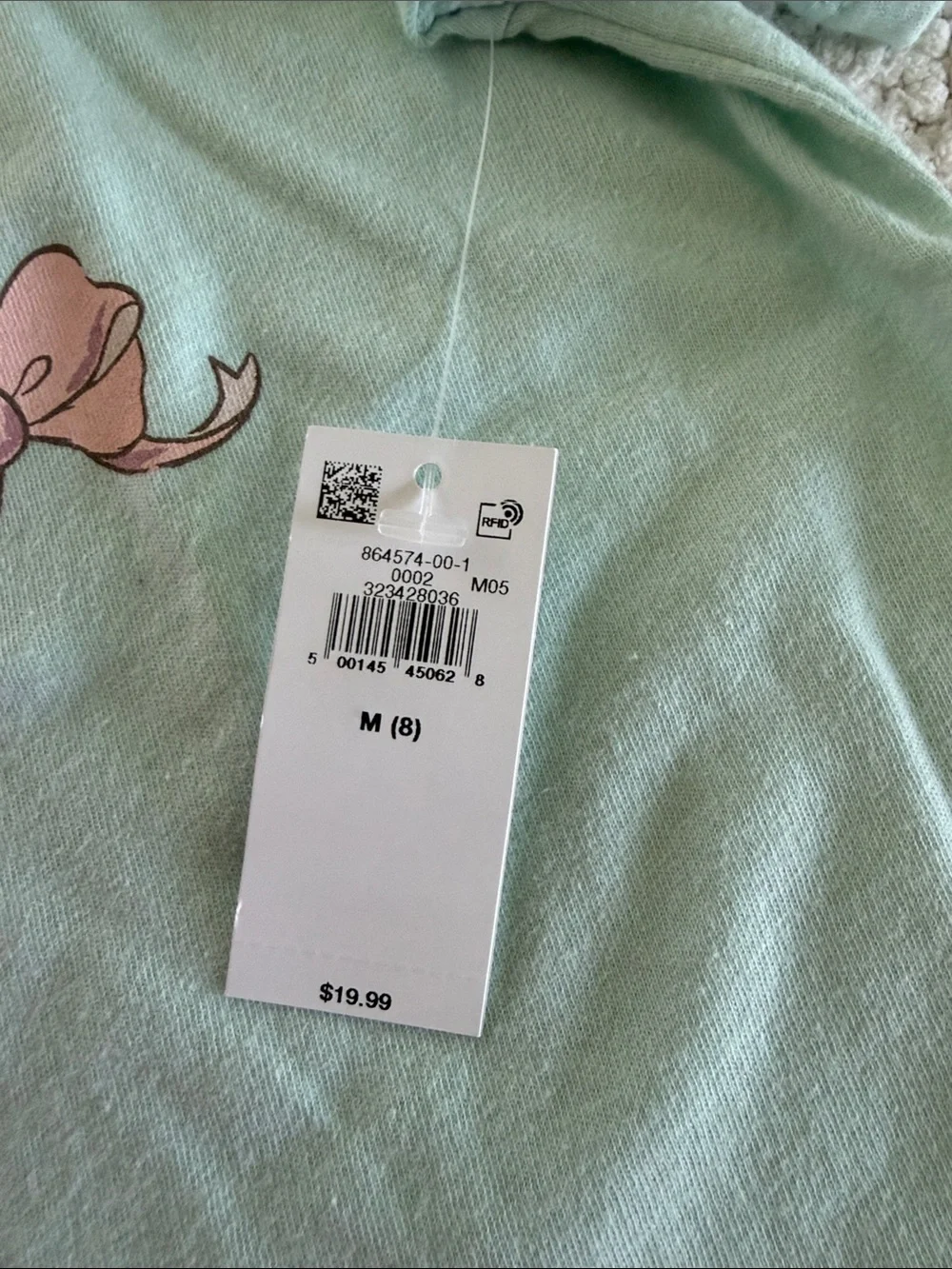 Old Navy Mint Green Hello Kitty Tee with Pink Bows